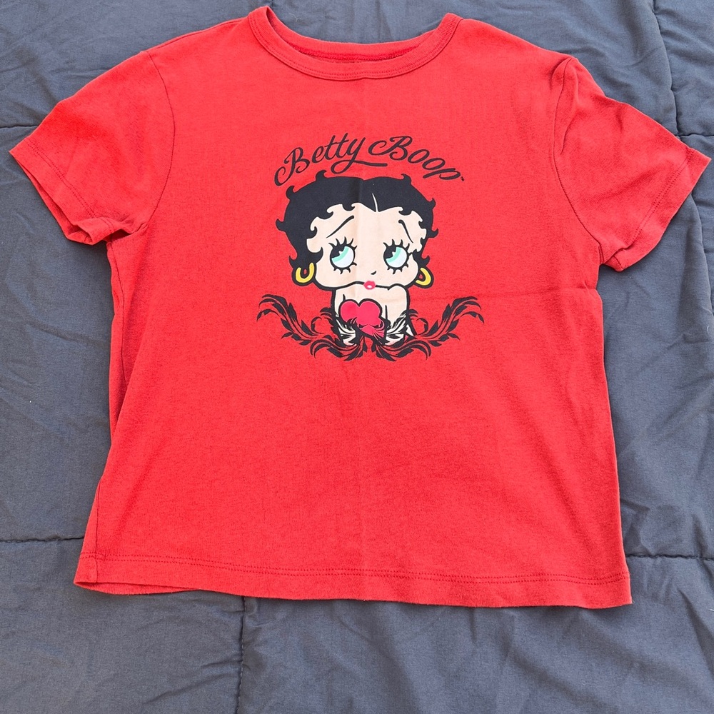 Betty Boop Red Crop Top Graphic Tee
